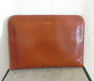 Vtg Gulfport Briefcase Brown Leather 3 Sides Zip 15.  75 " X11 " X1.  5 "