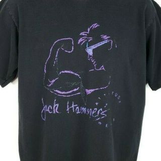 Jack Hammers Attitude Wear T Shirt Vintage 80s 90s Bodybuilding Muscle Large