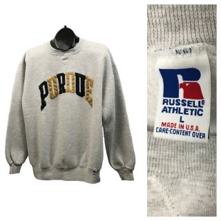 1990s Purdue Sweatshirt / 90s V Stitch Russell Cotton Sweatshirt Usa / Large