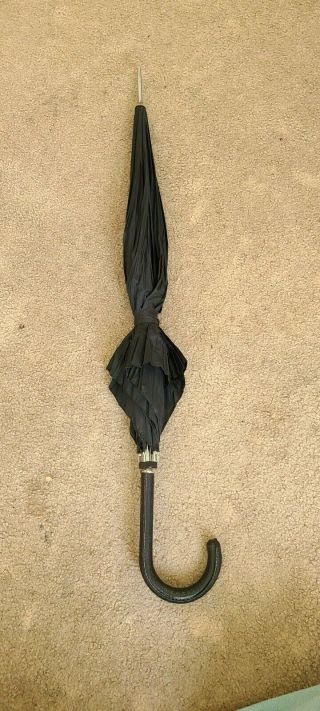 Vintage Nylon Walking Umbrella - Made In Japan - Black - W/ Sleeve