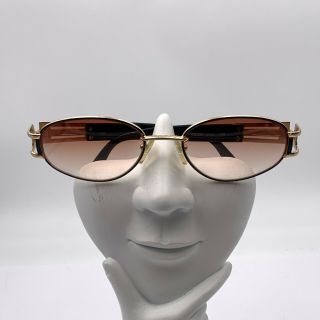 Vintage Fendi Fs 209 Onyx Black Gold Metal Oval Sunglasses Italy Frame Only