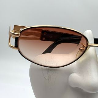 Vintage Fendi FS 209 Onyx Black Gold Metal Oval Sunglasses Italy FRAME ONLY 2