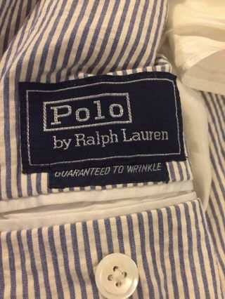 Vintage Men’s Polo Ralph Lauren Blazer 40r Made In Usa Jacket Seersucker