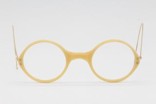 Vintage 1920s Art Deco Style Round Galalith French Ivory Eyeglasses Frames Nos
