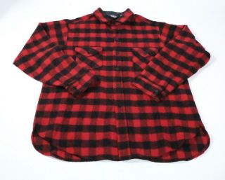 Vintage Woolrich Mens Red Black Plaid Heavyweight Flannel Shirt Xl Made In Usa