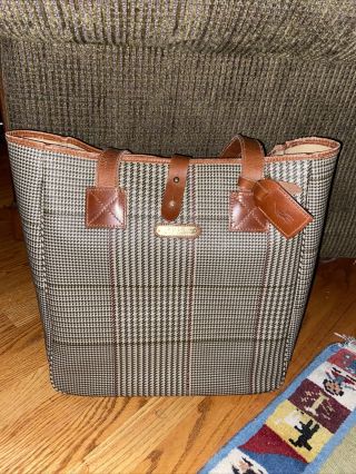 Polo Ralph Lauren Vintage Large Plaid Travel Shoulder Tote Bag 14” X 13”x 8”