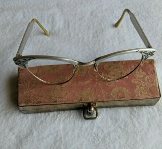 Vintage Aluminum Mid Century Style - Rite Cats Eye Glasses Frames Mardi Gras Style