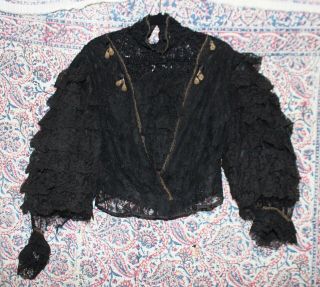 Antique 19th Century Ladies Black Lace Blouse Jacket As Found