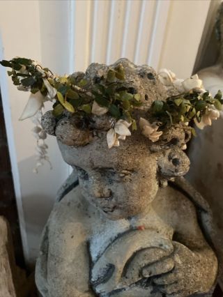 Antique Millinery Flowers Ribbon Work Bridal? Tiara Crown Headpiece 1920s Petite