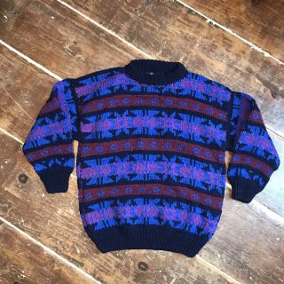 Vintage 80s 90s Ecuadorian Chunky Wool Sweater Adult Xl/2xl Oversized Crewneck