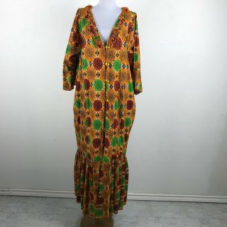 Vintage 1980s Dress Plus Size 2x 3x Rainbow Colorful Bold Orange Green Womens