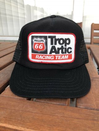 Vtg Phillips 66 Trop Artic Racing Team Mesh Back Snapback Trucker Hat Big Patch