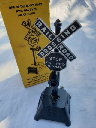 Louis Marx Bell Ringing Crossing Signal 417 W Box O Scale Railroading