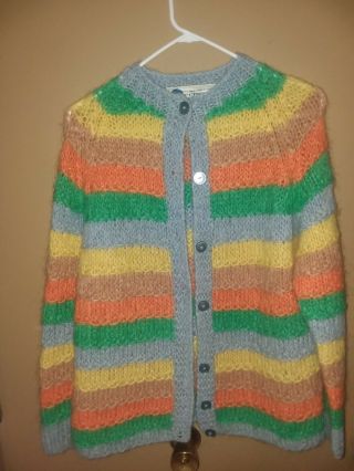 Vtg Perseus Made In Italy Handmade Wool Mohair Colorful Striped Sweater Sz M - L