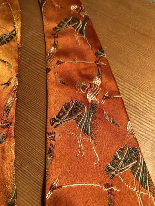 Vintage Silk Art Deco Tie Horse / Jockey By Smoothie Rockabilly 3.  5 " Rare