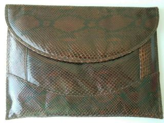 Rowelt Burdines Snakeskin Leather Clutch Purse Portfolio Made In Spain Vintage