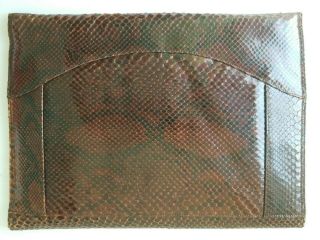 Rowelt Burdines Snakeskin Leather Clutch Purse Portfolio made in Spain Vintage 2