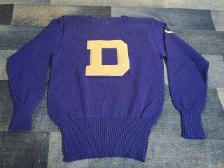 Vtg 40s 50s King O Shea Wool High School Letterman Sports Banded Sweater Shirt M
