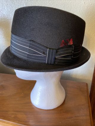 Vintage Mens Black Fedora Hat By Berg Fifth Avenue York 7 1/8,  Knox Hat Box