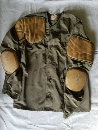 Vintage Parker - Hale Shooting Jacket Leather Pads Khaki Green Size Medium 40/42 "
