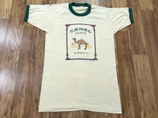 Small - Vtg 1981 Camel Lights Cigaretts 80s Single Stitch Ringer T - Shirt