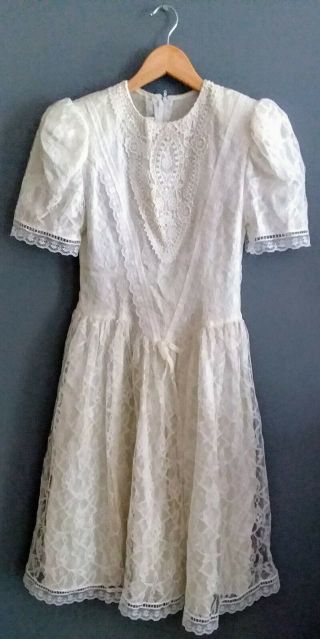Vintage Gunne Sax Dress Jessica Mcclintock Lace Dress White Lace Size 8