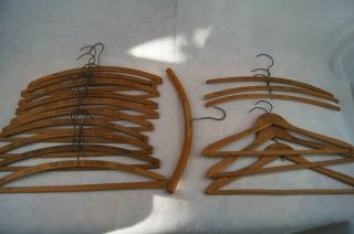 17 Vintage Wood Coat Hangers With Dry Cleaner Advertising Mostly California