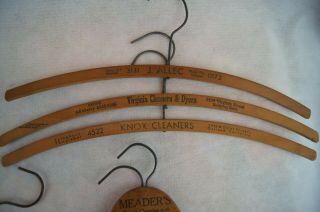 17 Vintage Wood Coat Hangers with Dry Cleaner Advertising mostly California 2