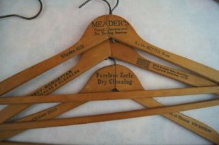 17 Vintage Wood Coat Hangers with Dry Cleaner Advertising mostly California 3