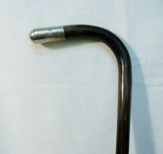 Antique Victorian " Brown " Walking Stick With Sterling Silver W/ Monogram