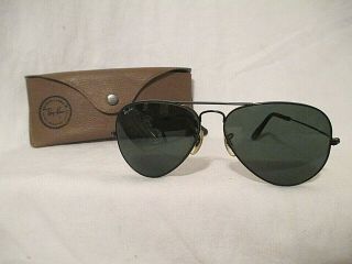 Vintage Black Ray Ban B&l Usa " Aviator " 58 - 14 Sunglasses,  Case
