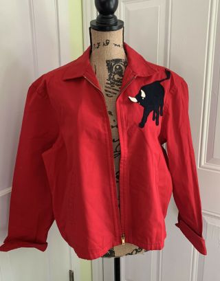 1950s 1960s Boy Scout Red Jacket Bull Retro Rockabilly Mens L Vintage 60s 70s