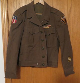 Vintage Wwii Us Army Wool M - 1945 Field Jacket Military 1940s Patches Sz.  38s
