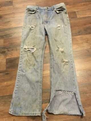 Vintage 1970’s Lee Riders Denim Distressed Work Jeans Cool Style Mens 32x30