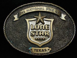 Pi07169 Nos Vintage 1980s Lone Star Beer National Beer Of Texas Buckle