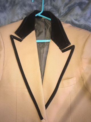 Men ' s Vintage Brown Tuxedo Jacket with Velvet Collar 1970 ' s Disco Prom Small 3