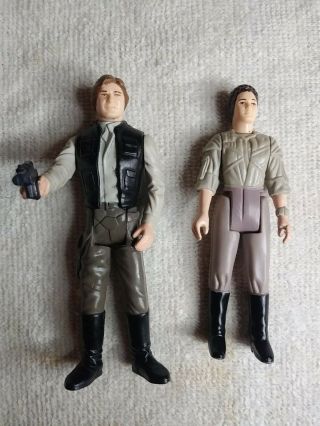 Vintage Star Wars Han Solo And Leia Action Figure 1984 No Trench Coat