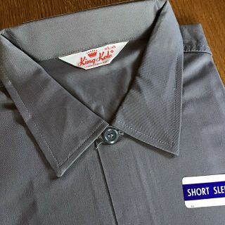 Vtg Nos 50s “king Kole”gray Twill Sanforized Short Sleeve Work Shirt Sz L 3