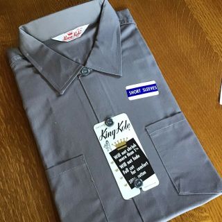 VTG NOS 50s “KING KOLE”Gray Twill Sanforized Short Sleeve Work Shirt Sz L 3 2