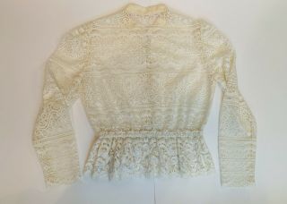 Vtg 70 ' s Victorian Style Puff Sleeve Lace Blouse Pearly Buttons Small Medium 2