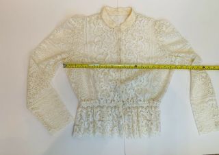 Vtg 70 ' s Victorian Style Puff Sleeve Lace Blouse Pearly Buttons Small Medium 3