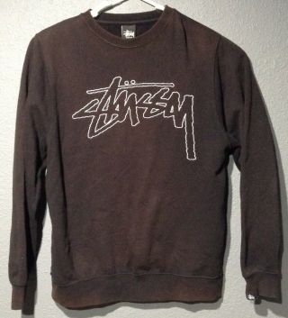 Vintage Stussy Streetwear Embroidered Pullover Henley Sweater Mens Size M Medium
