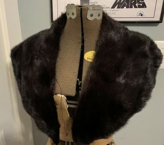 Vintage Black Ranch Mink Fur Collar Accessory