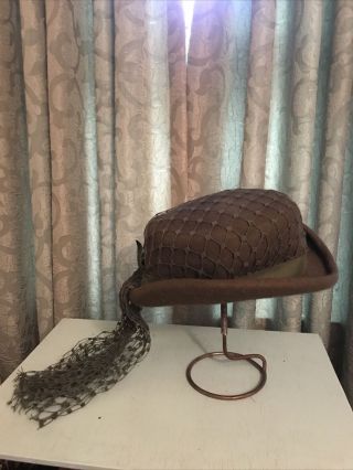 Vintage Mahara Olive Green With Oversized Netting Mohair Hat.  Really One