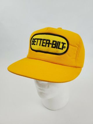 Vintage Snapback Trucker Hat Better Bilt Patch Cap Yellow