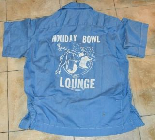 Vintage Hilton Bowling Shirt Button Up Holiday Bowl Lounge Detroit M 15 1/2