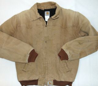 Carhartt Western Style Brown Canvass Jkt.  Rib Cuffs And Waistband Made In Usa