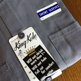 VTG NOS 50s “KING KOLE”Gray Twill Sanforized Short Sleeve Work Shirt Sz L 5 3