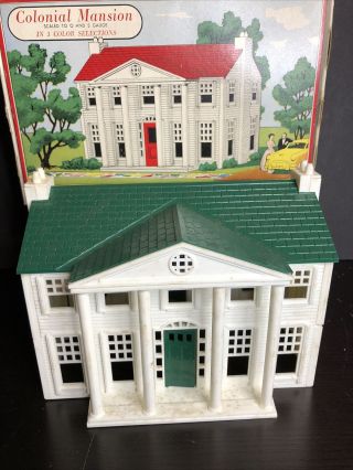 Vintage Plasticville Colonial Mansion 1703 Green Roof