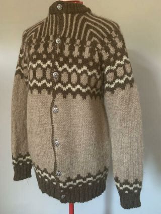 Vintage Samband Of Iceland Nordic 100 Wool Cardigan Sweater Fair Isle M/l